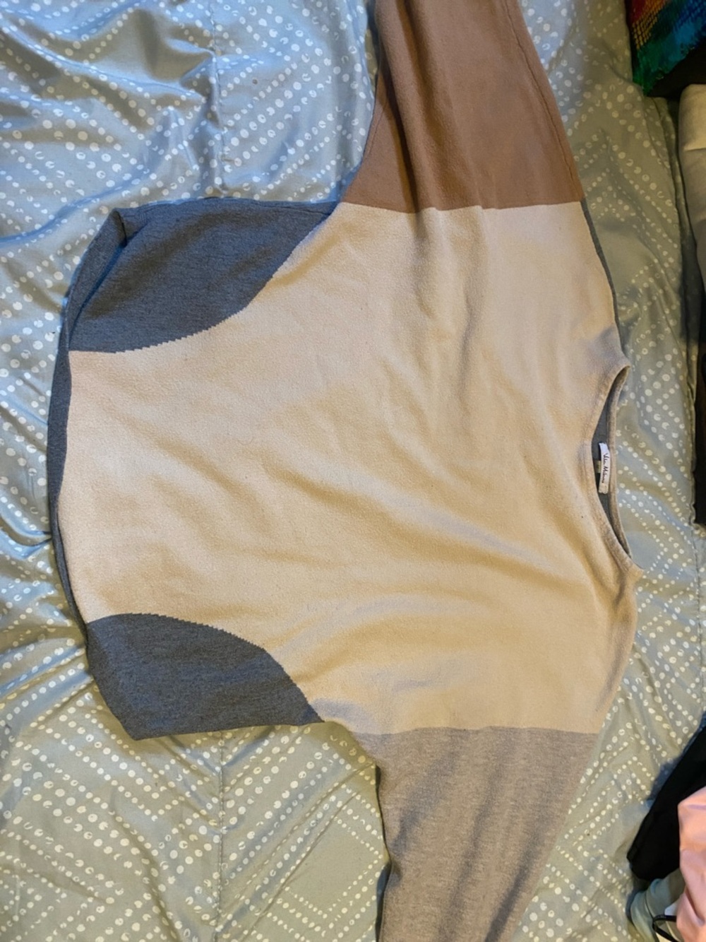 Neutral Colorblock Crewneck Sweater - Beige & Taupe